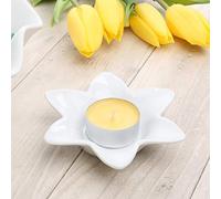'Holst Porcelana TLH 003 portavelas 12 cm Flor, Color Blanco, 11 x 11 x 2.5 cm