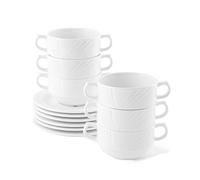 Holst Porzellan Lubin - Juego de 12 tazas de sopa (0,30 L, con parte inferior para 6 personas), color blanco