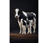 Holstein cow and calf: Minimalist Animal Journal | Farm Animals Mother & Baby Series | 120 Lined Pages | 6x9