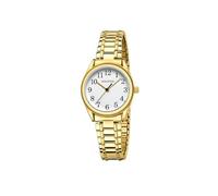 HOLSTOUR Relojes dorados para mujer, reloj de lectura fácil, con correa de expansión de acero inoxidable, resistente a 30 m., blanco-dorado, 6.10in-6.80in, Classic