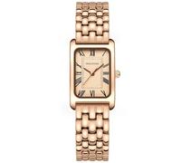 HOLSTOUR Relojes para mujer, pulsera vintage, esfera romana blanca, caja rectangular, oro rosa, resistente al agua, con herramientas, Oro Rosa