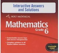 Holt McDougal Mathematics: Interactive Answers and Solutions CD-ROM Grade 6