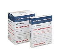 Holthaus Medical YPSIPAD - Apósito de gasa, DIN EN 14 079, estéril, 8 F, 10 x 10 cm, 25 x 2 unidades