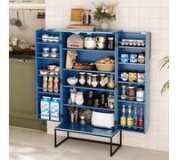 HOLTICO Armario de cocina con estantes ajustables, armario de sala de estar, armario de cocina de madera con puerta, armario de alimentos para cocina, comedor, sala de estar y garaje, patas de metal