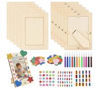 Holtrae 10 Piezas Marcos de Fotos de Madera DIY Manualidades 20x15cm Decorativas Creativos Marcos de Madera DIY para Pegatinas de Strass Estrellas y Corazones Creativos Regalos