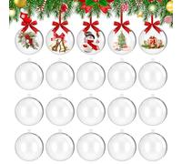 Holtrae 20 Unidades Transparentes Bolas de Navidad de Plástico Adornos para el árbol de Navidad Rellenar Decoración DIY Desmontables Reutilizables para Fiestas Bodas Decoración del Hogar (8cm)