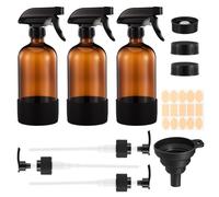 Holtrae 3 Botellas Spray Vidrio Ámbar 500ml, Rociador Ajustable, Spray Bottle, Pulverizador Agua, Bote Spray Pulverizador para Limpieza y Plantas