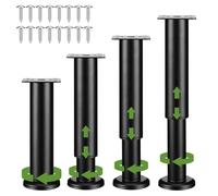 Holtrae 4 Piezas Patas para Muebles Altura Regulables, 18-30CM Resistente y Estable para Somieres, Patas Pies de Soporte para/Sofás/Muebles/Mesa/Silla/Escritorio/Cocina/Gabinete, Negras Patas Mesa