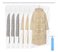 Holtrae 6 Piezas Bolsas Vacio Colgantes Ropa Viaje Edredones Reutilizable Transparente Con Gancho Para Colgar Bomba Manual Incluida Ahorro de Espacio Viajes Antiarrugas Para Trajes Abrigos Chaquetas