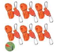 Holtrae 6 Piezas Tensores para Toldos,Tensor Cuerda Ajustable,Reflectante para Tienda de Campaña de 4 mm, Cuerda de Trinquete con Gancho, Adecuada para Senderismo, Camping y Montañismo