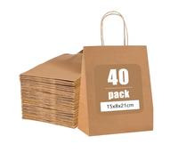 Holtrae Bolsas Papel Regalo, 15 x 8 x 21 cm, Sobres Regalo Grandes, Bolsas para Envolver Regalos, Bolsas Papel Kraft para Compras, Bodas, Embalajes, Fiestas, Cumpleaños (Marrón)