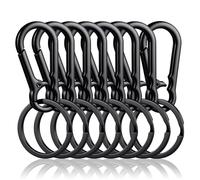 Holtrae Set de 8 Mosqueton Llavero, Minimosquetón Pequeño, Llavero de Aleación de Zinc con Anilla, Mosquetón de Liberación Rápida, Minimosquetón Desmontable, Portallaves Unisex (Negro)