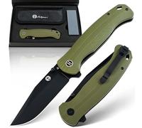 Holtzman's Gorilla Survival Folding Knife D2 Steel Blade G10 Handle Pocket Knife EDC Giftset for Men (black blade+green(LM042))