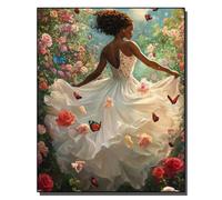 HOLXSW Pintar por Numeros Adultos DIY Pintura al Oleo para Adultos Niña africana y flores Kit de Pintura con Lienzos Pinceles y Acuarelas Manualidades y Decoración del Hogar Sin marco