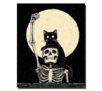 HOLXSW Pintar por Numeros Adultos DIY Pintura al Oleo para Adultos Una noche iluminada por la luna con una calavera Kit de Pintura con Lienzos Pinceles y Acuarelas Manualidades y Decoración Sin marco