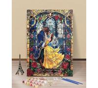 HOLXSW Pintar por Numeros Adultos La bella y la bestia DIY Pintura por Numeros Cuadros para Pintar por Numeros Kit con Pinceles y Pinturas Acrilicos 40x50cm