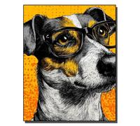HOLXSW pintar por numeros adultos Señor Perro de Gafas DIY pintar por números pinturas para paint by numbers lienzos para pintar cuadros decoracion(16" x 20") Sin marco
