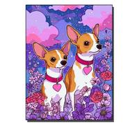 HOLXSW Pintar por Numeros El amor de un perro entre flores DIY Cuadro al óleo con números para Kit de Pintura al óleo Digital para Adultos de Lienzo decoración para el hogar 40x50cm Sin marco