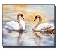 HOLXSW pintar por numeros para adultos Amor en el lago de los cisnes Kits de regalo de pintura al óleo digital de bricolaje arte de lienzo decoración del hogar -16 * 20 pulgadas Sin marco