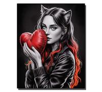 HOLXSW pintar por numeros para adultos Catwoman de corazón de noche oscura Kits de regalo de pintura al óleo digital de bricolaje arte de lienzo decoración del hogar -16 * 20 pulgadas Sin marco