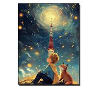 HOLXSW pintar por numeros para adultos El Principito y la Torre de las Estrellas Kits de regalo de pintura al óleo digital de bricolaje arte de lienzo decoración del hogar -40x50cm Sin marco