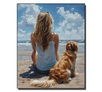 HOLXSW Pintar por Numeros Susurros junto al mar DIY Cuadro al óleo con números para Kit de Pintura al óleo Digital para Adultos de Lienzo decoración para el hogar 40x50cm Sin marco