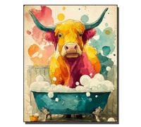 HOLXSW Pintura de bricolaje por números arte Kits Ganado de las Tierras Altas en la bañera pintados a mano Dibujo lienzo Imágenes por números Decoración para el hogar Regalo 40x50cm Sin marco