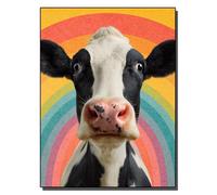 HOLXSW Pintura de bricolaje por números arte Kits Vacas blancas y negras bajo el arcoíris pintados a mano Dibujo lienzo Imágenes por números Decoración para el hogar Regalo 40x50cm Sin marco