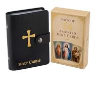 Holy Card Holder Book, Catholic Prayer Card Organizer with Snap Closure, Faux Leather Holy Cards Holder for 40 Prayer Cards, Pocket Card Book for Mass, Church, Travel (Black)