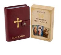 Holy Card Holder Book, Catholic Prayer Card Organizer with Snap Closure, Faux Leather Holy Cards Holder for 40 Prayer Cards, Pocket Card Book for Mass, Church, Travel (Red)