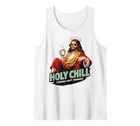 Holy Chill Funny Jesus Coffee Humor Pecar no es Ganar Camiseta sin Mangas