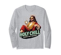 Holy Chill Funny Jesus Coffee Humor Pecar no es Ganar Manga Larga