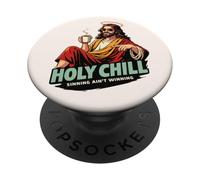 Holy Chill Funny Jesus Coffee Humor Pecar no es Ganar PopSockets PopGrip Adhesivo