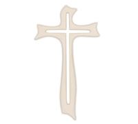 Holy Family Crucifijo blanco perforado de resina y polvo de mármol Jesús de pared 19 cm y 34 cm/en llave moderna | Único en su género | Producto artesanal Made in Italy (34 cm)