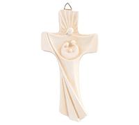 HOLY FAMILY Crucifijo Cruz resina y polvo de mármol Jesús Sagrada Familia de pared 30 cm/En clave moderna | Único en su género | Producto artesanal Made in Italy
