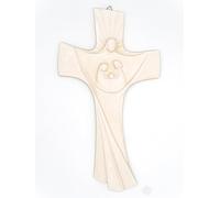 Holy Family Crucifijo Cruz resina y polvo de mármol Jesús Sagrada Familia de pared 42 cm/En clave moderna | Único en su género | Producto artesanal Made in Italy