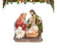 Holy Family Statue, Nativity Scene Figurines, Resin Jesus Desk Ornament, Religious Christmas Decor for Bookshelf, Dorm, Fireplace, Indoor Table, Bedroom, Living Room, Hotel Holiday Display Use
