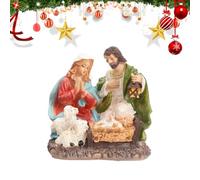 Holy Family Statue, Nativity Scene Sculpture, Resin Jesus Figurine Display, 4.33x3.35 inches Christian Christmas Decoration, Faith-Based Ornament for Fireplace Table Shelf Living Room Hotel Decor