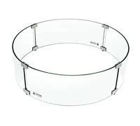 Holy Fire Protector de viento redondo de 23 x 6 pulgadas, vidrio templado transparente, resistente al viento, soporte de esquina de aluminio y patas de goma