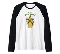 Holy Guacamole Funny Avocado God Design with Cross Camiseta Manga Raglan