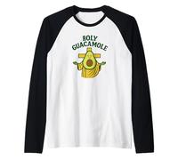 Holy Guacamole Funny Avocado God Design with Cross Camiseta Manga Raglan