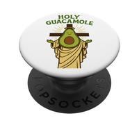 Holy Guacamole Funny Avocado God Design with Cross PopSockets PopGrip Adhesivo