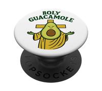Holy Guacamole Funny Avocado God Design with Cross PopSockets PopGrip Adhesivo