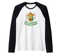 Holy Guacamole It's Cinco de Mayo Funny Fiesta Juego de Palabras con Aguacate Camiseta Manga Raglan