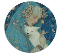 Holy Little White Fox Held in The Mujer'S Arms Rompecabezas Puzzle,1000pcs (67.5x67.5cm) Adulto Juego EduGatoivo Decoración del Hogar