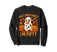 Holy Moo Hoja Im Cincuenta Halloween Vaca Calabazas Hojas de Otoño Sudadera