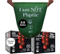 HOLY SCRAP! Bolsas de basura 100% compostables, 2,6 galones, 9,84 l, 100 unidades, extra gruesas 0,71 mil, bolsas de basura de comida pequeñas de cocina, US BPI y Europe OK Compost Home certificado.