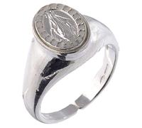 Holyart Anello Argento 925 Medaglia Miracolosa Bianco regolabile