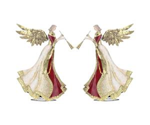 Holyart Angeles y Accesorios: Pareja de ángeles con trompetas 46 cm de Metal Bagutta Tendence