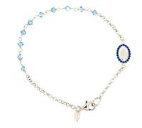 Holyart Bracciale argento 925 medaglia Miracolosa strass azzurri